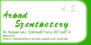 arpad szentpetery business card